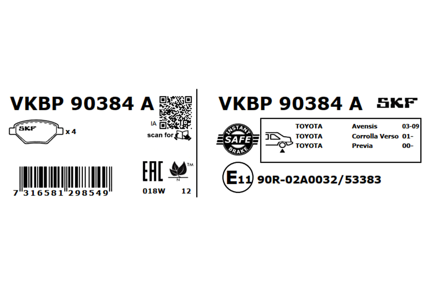 Placute frana SKF VKBP90384A